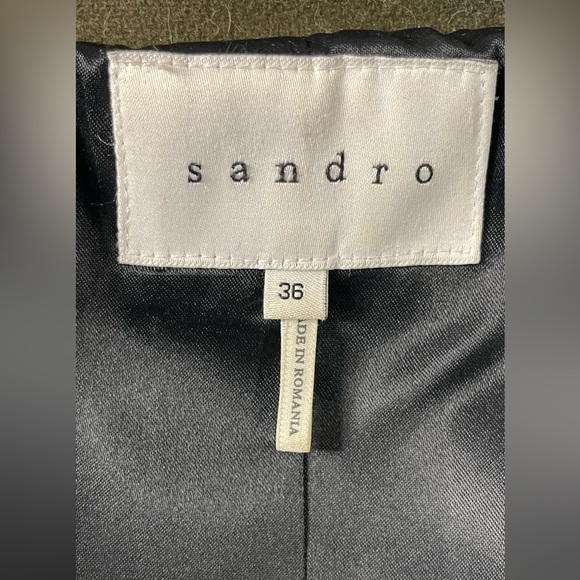 Sandro Wool Coat with Fur-Trimmed Hood - Size EU 36 - Picture 15 of 16